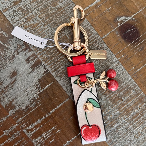 Coach Accessories - Coach Cherry Keychain with Red and Gold Details NWT